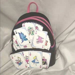 Loungefly Black and Pink Alice in Wonderland Backpack